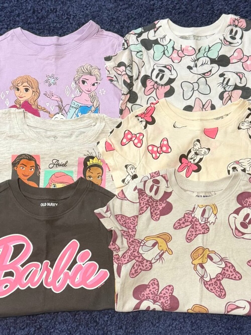 Girls 3T Disney & Barbie Graphic T-Shirt Lot – 6 Tops – New